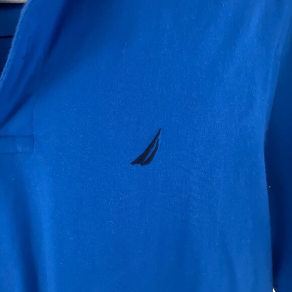 Nautica Mens Blue Polo Shirt Size M Cotton Blend Nautical Logo Short Sleeve - Picture 5 of 7